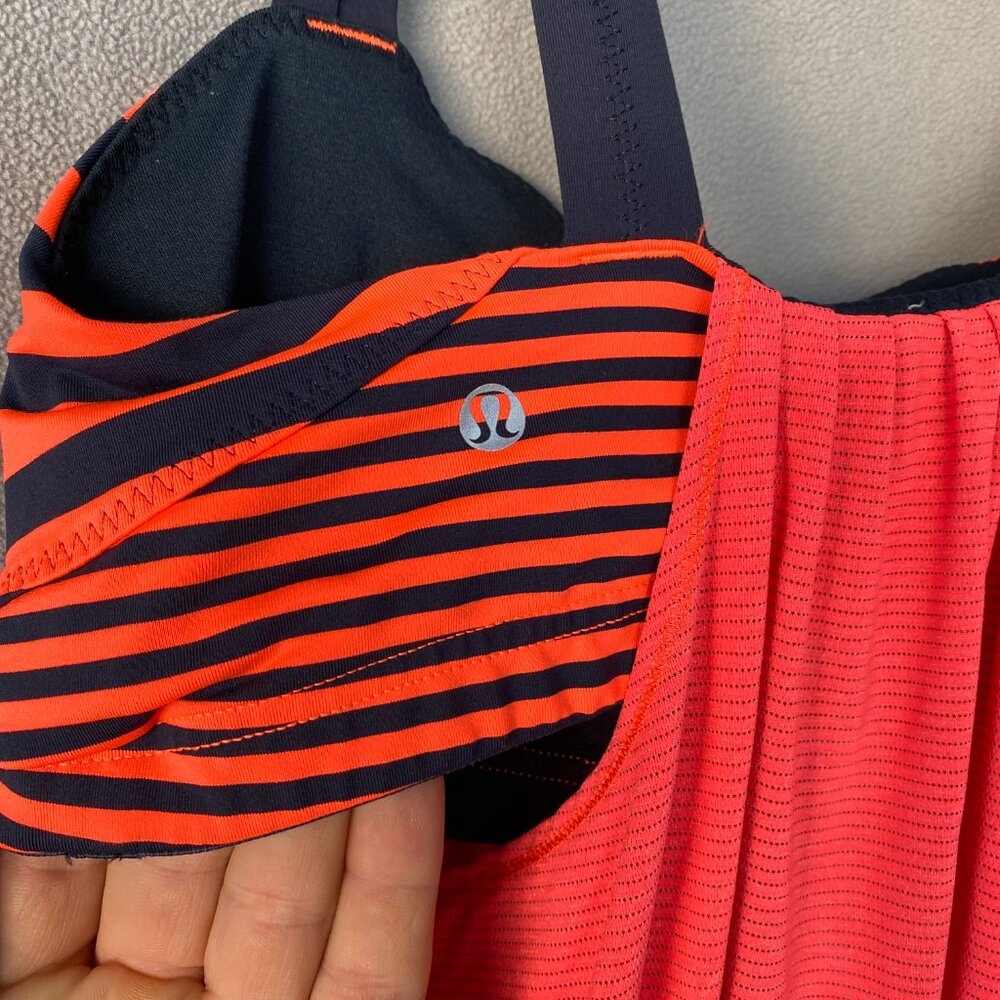 Lululemon No Limits Tank | Red & Black Stripe Flowy Racerback Built-In Bra Top - Picture 5 of 6